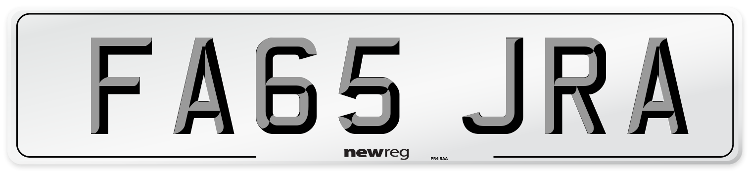 FA65 JRA Number Plate from New Reg
